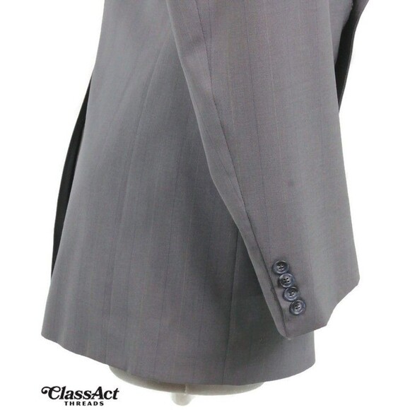 Kuppenheimer 2 Piece Suit Mens Gray Striped Wool 2 Btn 40L Pleated Fronts 36" W - Picture 6 of 9